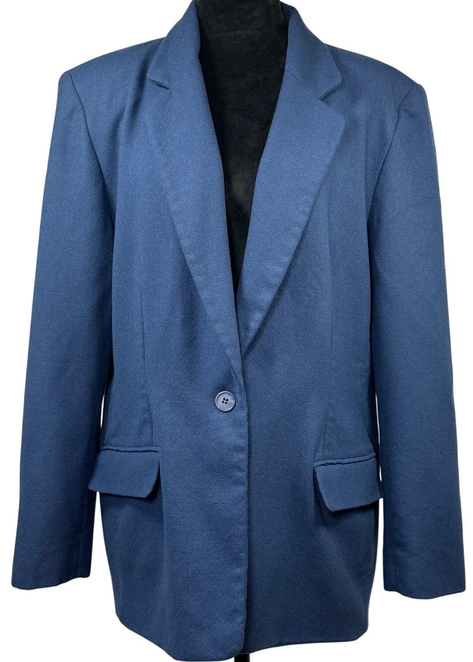 Vintage 80s Pendleton Blue Wool Blazer Jacket Women’s 18 Shoulder Pads